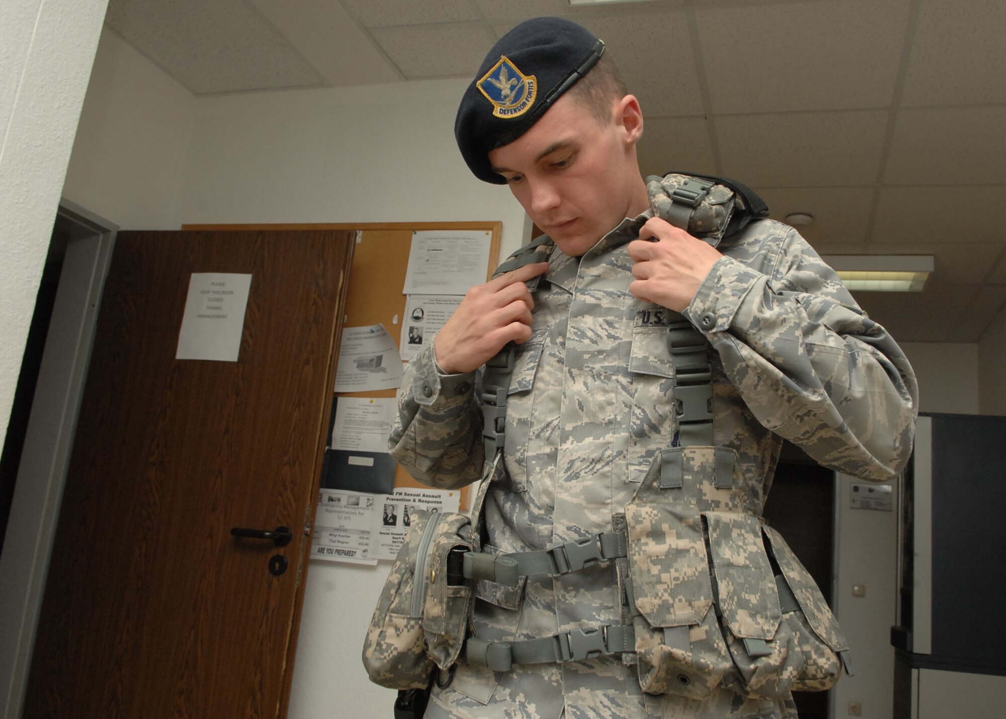 SPANGDAHLEM AIR BASE, Germany -- Airman 1st Class Dayton Riter, 52nd Security Forces Squadron security forces member, is the 52nd Fighter Wing's Top Saber Performer for the week of July 3-9. (U.S. Air Force photo by Airman 1st Class Nick Wilson)