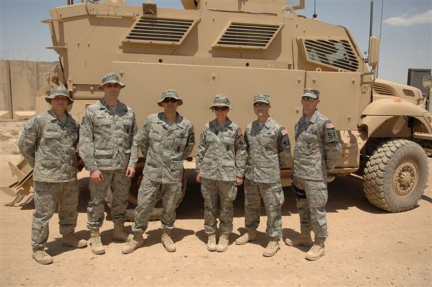 119th Wing Security Forces Airmen of the North Dakota Air National Guard pose for a picture while on a deployment to the AOR.