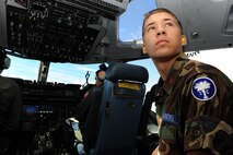 SHAW AIR FORCE BASE, S.C.-Civil Air Patrol cadet Calvin Anstey takes an incentive flight with other CAP cadets on a C-17 GlobeMaster III July 1, 2009. CAP cadets toured Shaw AFB and took an incentive ride on a C-17 from Charleston AFB.(U.S. Air Force photo/Senior Airman Matt Davis)