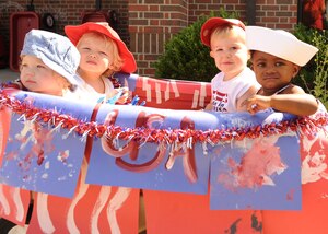LANGLEY AIR FORCE BASE Va. -- A class of Langley Child Development Center toddlers participate in the CDC's 4th of July parade here July 2 to kick off the holiday weekend. (U.S. Air Force photo/Airman 1st Class Jonathan Koob)