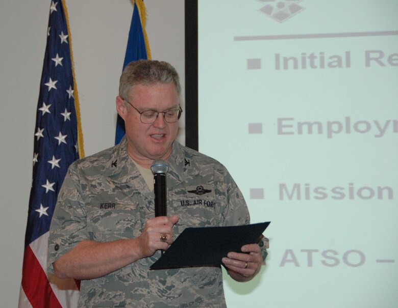 MCGUIRE AIR FORCE BASE -- Col. James L. Kerr, commander, 514th Air Mobility Wing, announces the Reserve superior performers that the Air Mobility Command Inspector General team members recognized June  26 during the Operational Readiness Inspection out brief held here. 