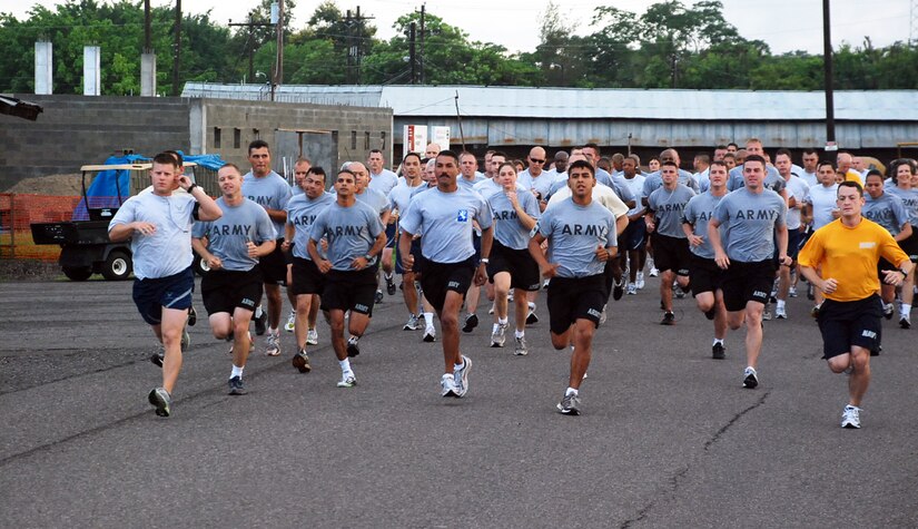 SOTO CANO AIR BASE, Honduras — More than 150 Soldiers, Sailors and Airmen participate in the Independence Day 5k fun run here July 2. Army Lt. Col. Salome Herrera, 1st Battalion, 228th Aviation Regiment commander, and Warrant Officer Jason Hodge, 1st Battalion, 228th Aviation Regiment, finished first for the men with a time of 20:36. Brette Stephenson was the first woman to finish the run with a time of 26:08 (U.S. Air Force photo by Staff Sgt. Chad Thompson).