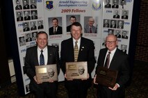 From left to right, Temple Bowling, Dr. Charles “Chad” Limbaugh and Dave Pickering are the newest Arnold Engineering Development Center Fellows. The three were inducted June 25. (Photo by Rick Goodfriend)