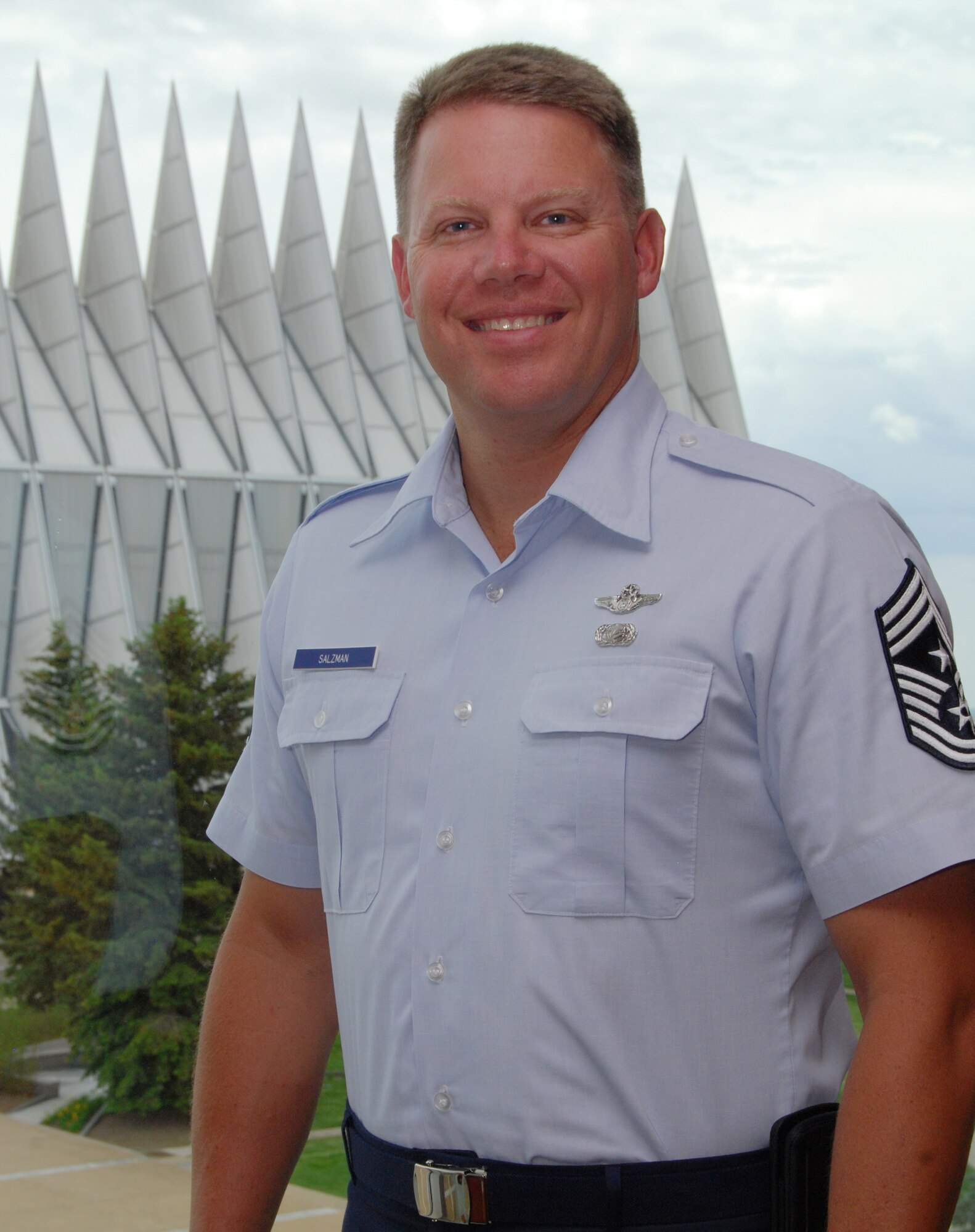 Chief Master Sgt. Todd Salzman is the command chief for the U.S. Air Force Academy in Colorado Springs, Colo. Chief Salzman, a native of Cabot, Ark., was previously command chief for 13th Air Force at Hickam Air Force Base, Hawaii, and for the 306th Operations Group in Southwest Asia. (U.S. Air Force photo/Staff Sgt. Don Branum)