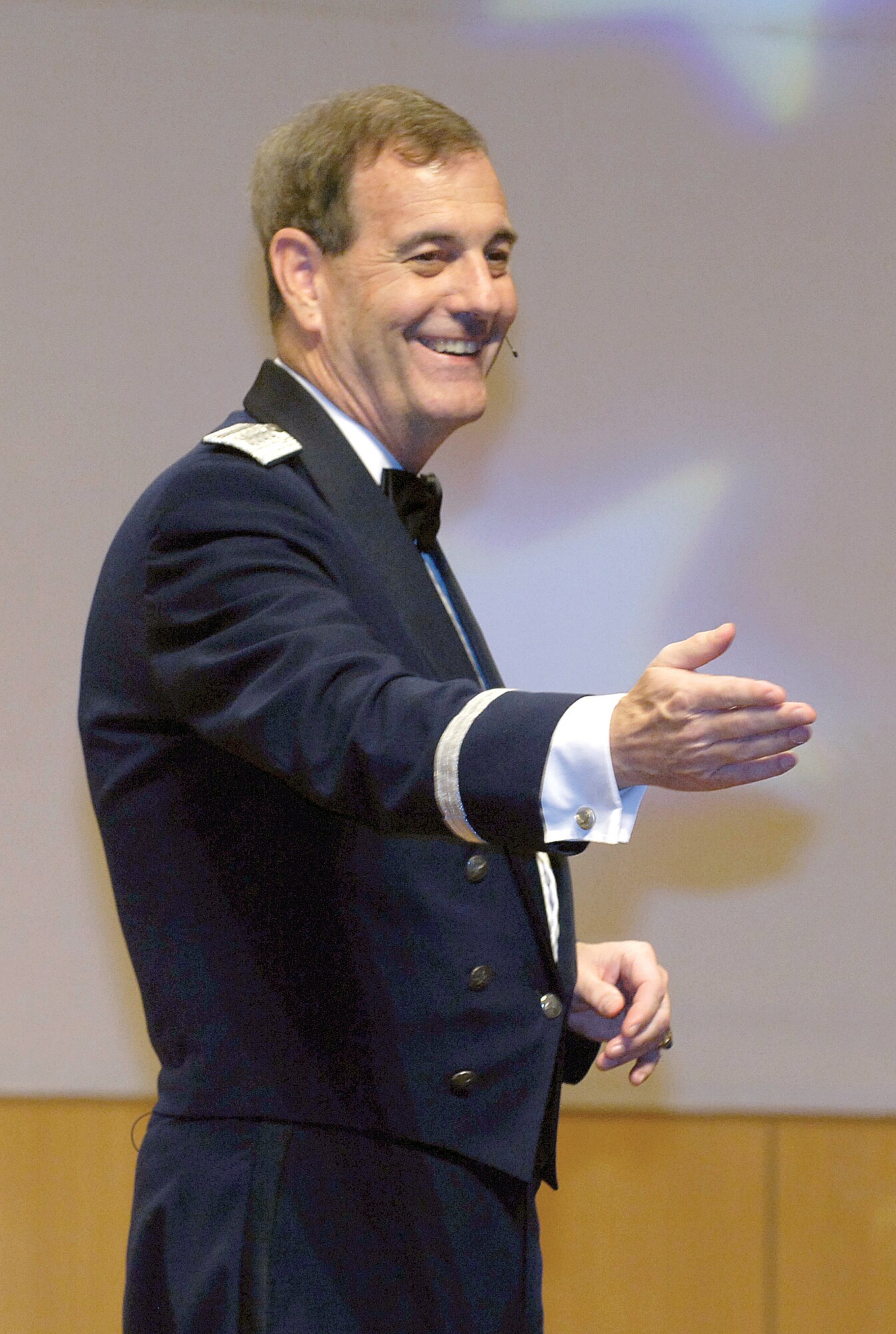 Air Education and Training Command Commander Gen. Stephen Lorenz spoke at the Tinker  Dining Out June 25. (Air Force photo by Margo Wright) 