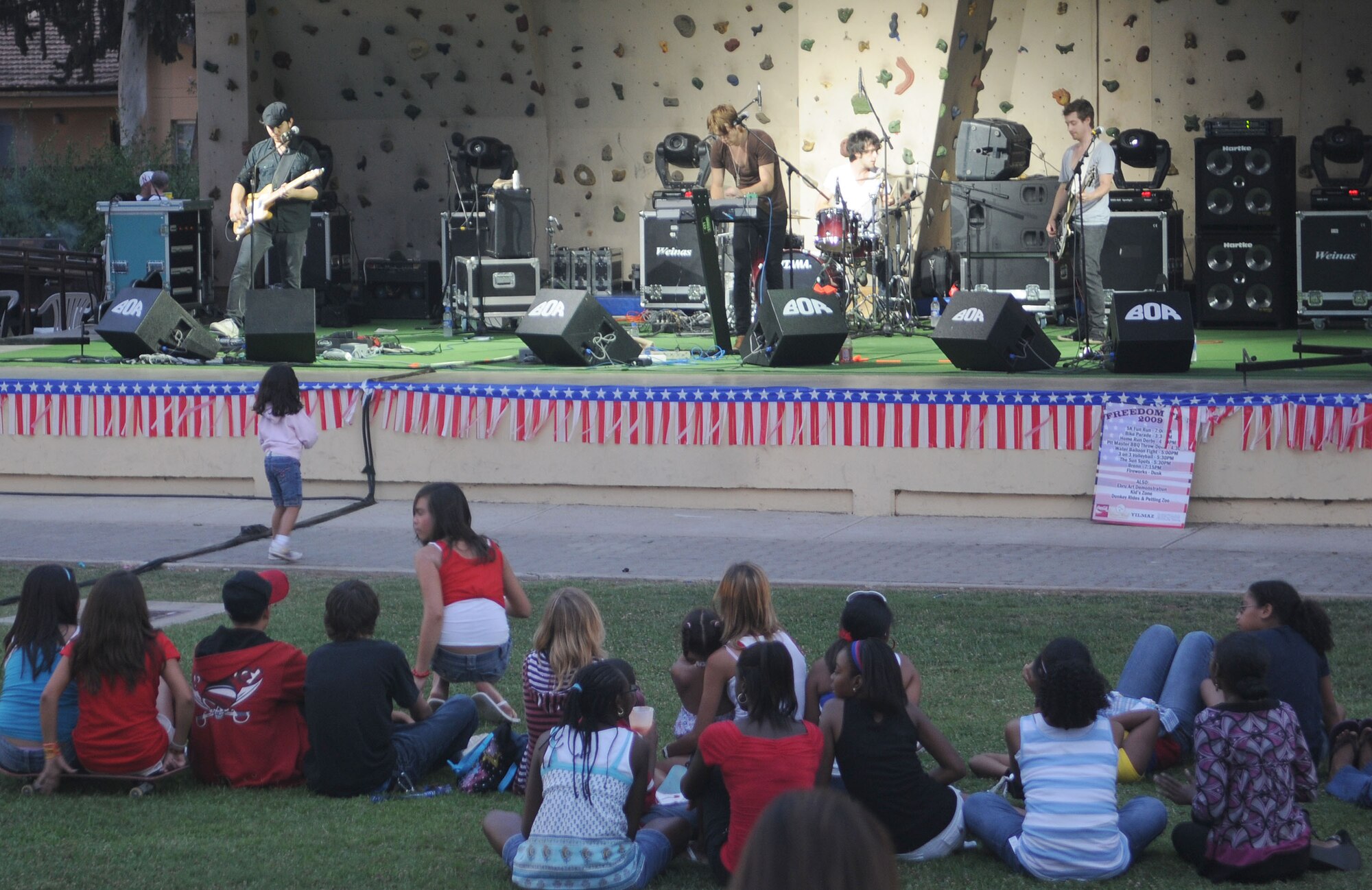 Rock band Brenn performs for hundreds of Freedom Fest goers Saturday, July 4, 2009 at Incirlik Air Base, Turkey. Brenn hails from Nashville, Tenn. Freedom Fest was the base’s official Fourth of July celebration and included events such as live bands, concession stands, arts and crafts, a petting zoo and a fireworks show. (U.S. Air Force photo/Senior Airman Alex Martinez)