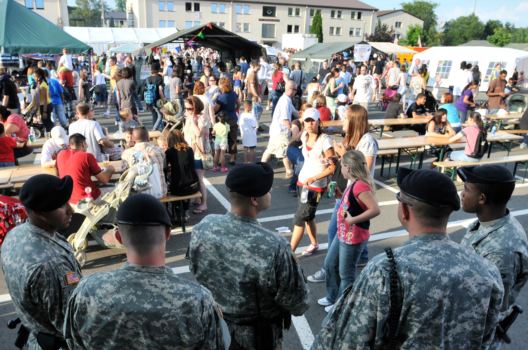 Military Police Officer's provide security at the Rockin' Fourth of July celebration, July 4, 2009, Kapaun Air Station, Germany. Kaiserslautern Military Community members celebrated the event with games, rides and concerts and ended the night with fireworks. (U.S. Air Force photo by Staff Sgt. Stephen J. Otero)