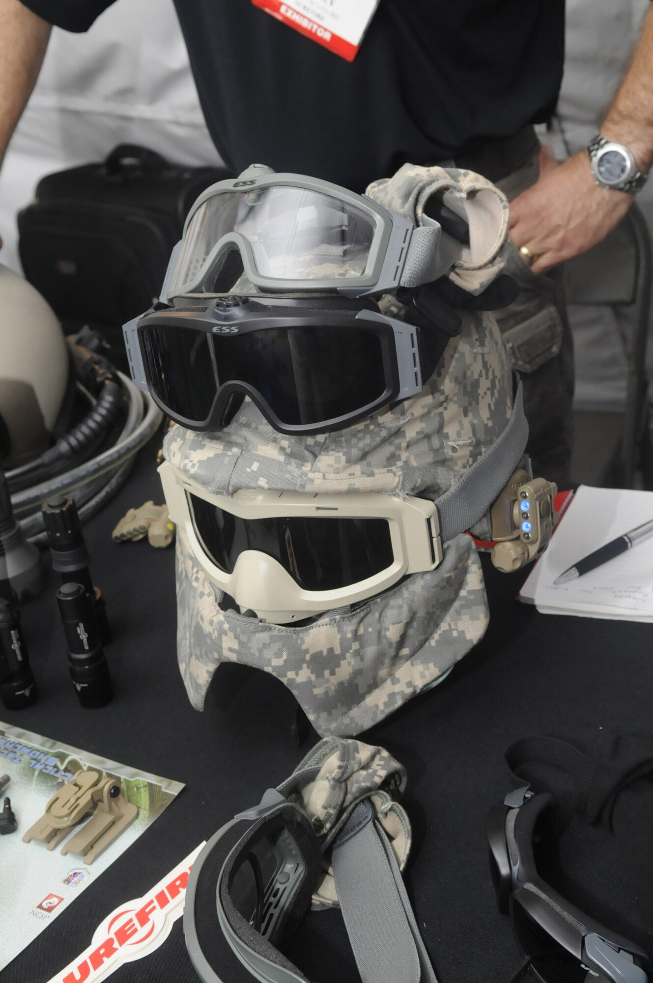 Visitors to the  Tactical Technology Showcase were exposed to  technologies such as weaponry,protective shelters, communications and surveillance and reconnaissance equipment. More than 60 exhibitors participated in the event hosted by the 5th Combat Communications group July1. U. S. Air Force photo by Sue Sapp