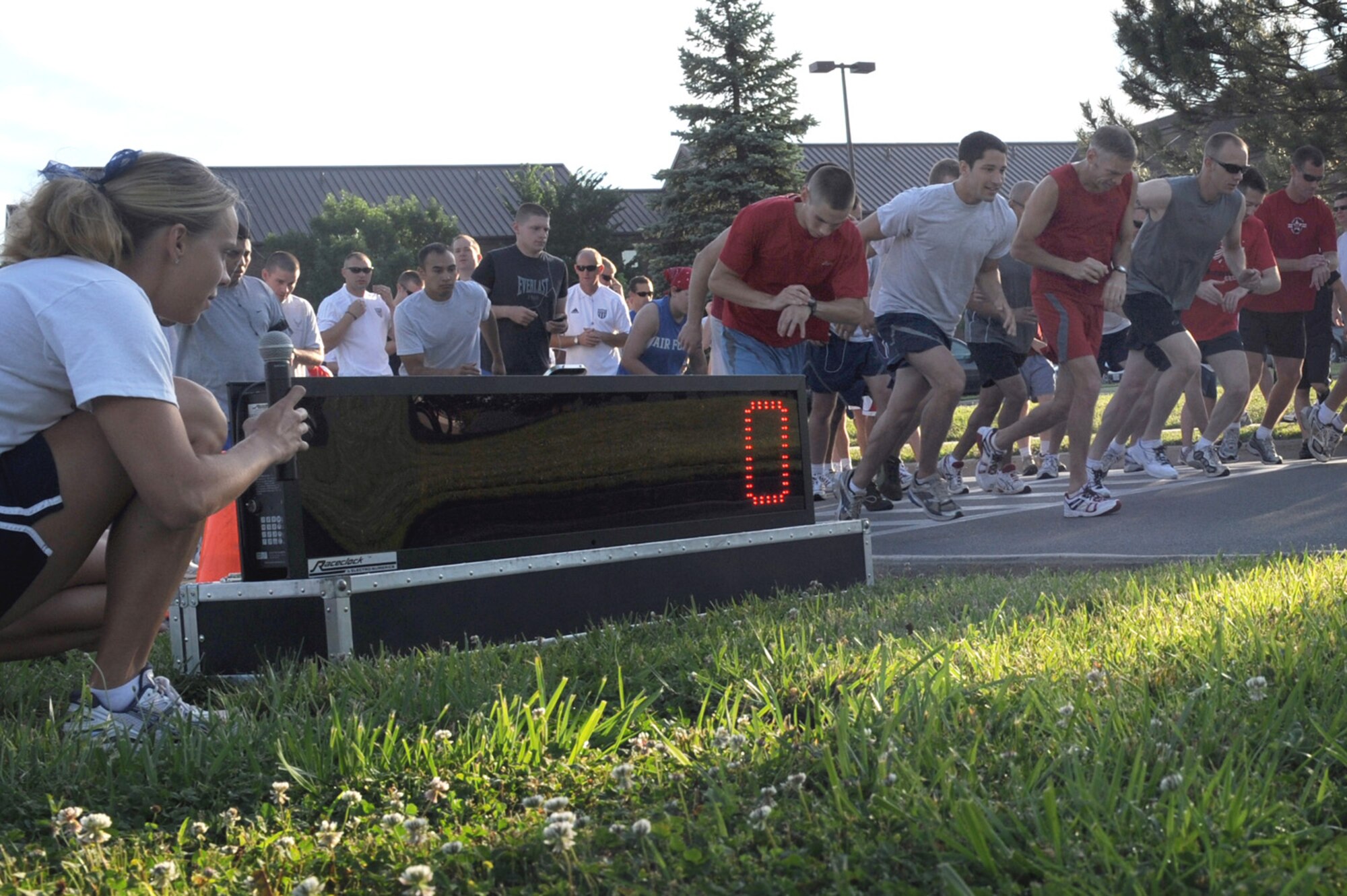 WHITEMAN AIR FORCE BASE, Mo. – Runners take off during the Whiteman 5K Fun Run July 2. An event to boost morale and camaraderie as well as promote the Air Force’s Fit to Fight campaign, Whiteman Fun Runs are open to anyone who has base access including retirees, dependents and civilian contractors. (U.S. Air Force photo/Senior Airman Jason Huddleston)