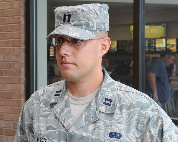“My mom was in the Navy Reserves and was gone some weekends. Dad joined the Army and gained a lot of experiences to get away from a bad home life,” said Capt. Joseph Harris, 509th Force Support Squadron. (U.S. Air Force photo/Senior Airman Cory Todd)
