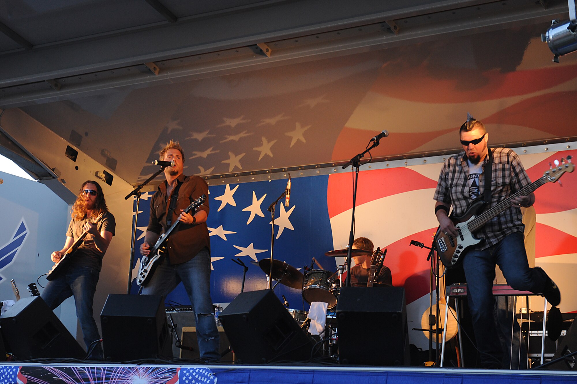 Stephan Cochran and the Keegan Reed Band perform "I like the way we are" during the Celebration of Freedom , a 4th of July event, on Seymour Johnson Air Force Base, N.C., July 2, 2009. The band volunteered to put on a free performance to thank Team Seymour for protecting America's freedom. (U.S. Air Force photo by Airman 1st Class Whitney S. Lambert)