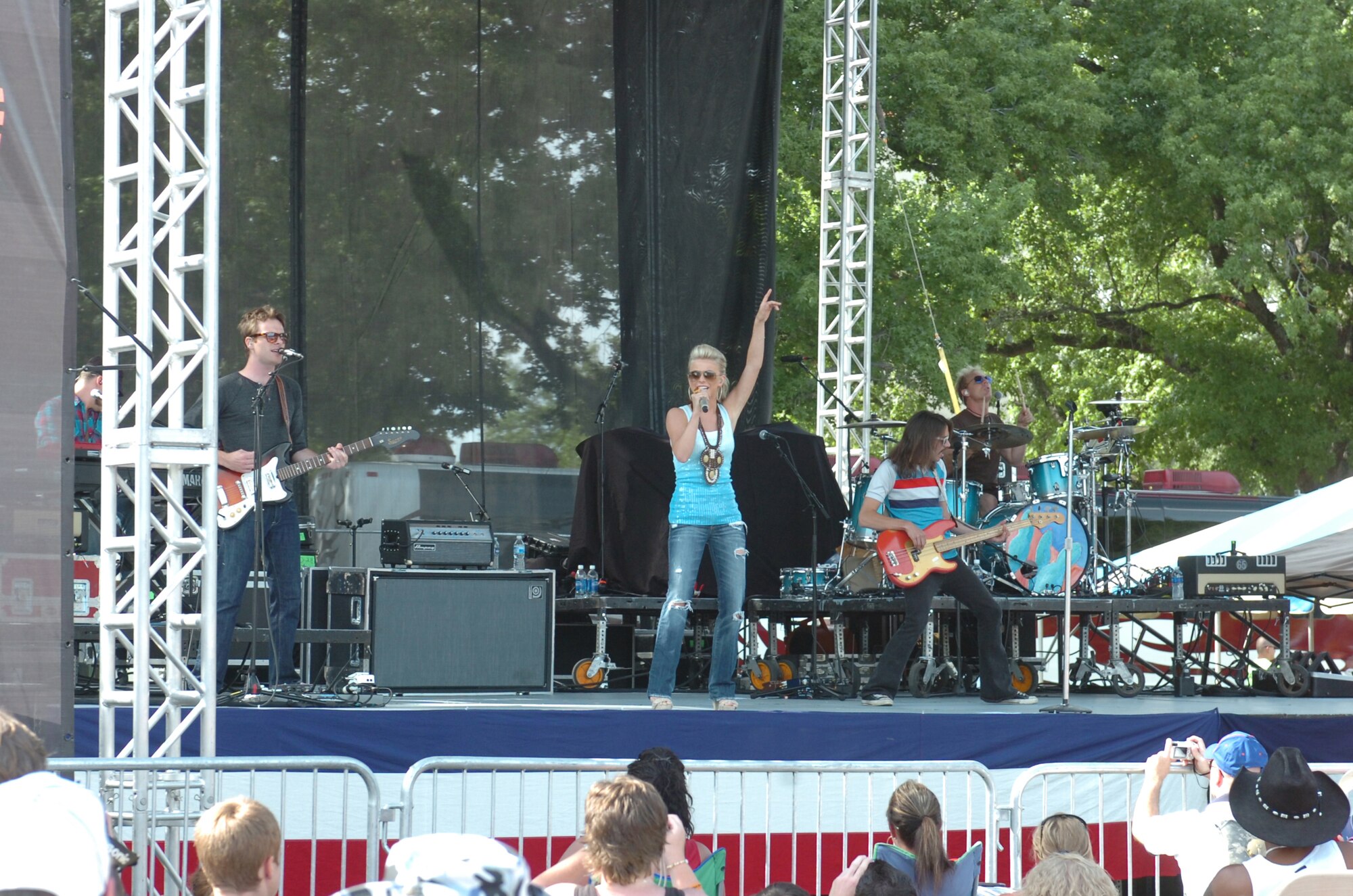 Fireworks light up the sky over Fort Bragg Saturday at Operation Celebrate Freedom VII. About 45,000 people attended the day’s events, which included performances by country music artists Julianne Hough and Jason Michael Carroll, The Golden Knights and Fayetteville Symphony Orchestra. A flag ceremony, remarks by Lt. Gen. Lloyd J. Austin III, XVIII Airborne Corps and Fort Bragg commanding general, and a fireworks display were also included in the July 4 celebration.