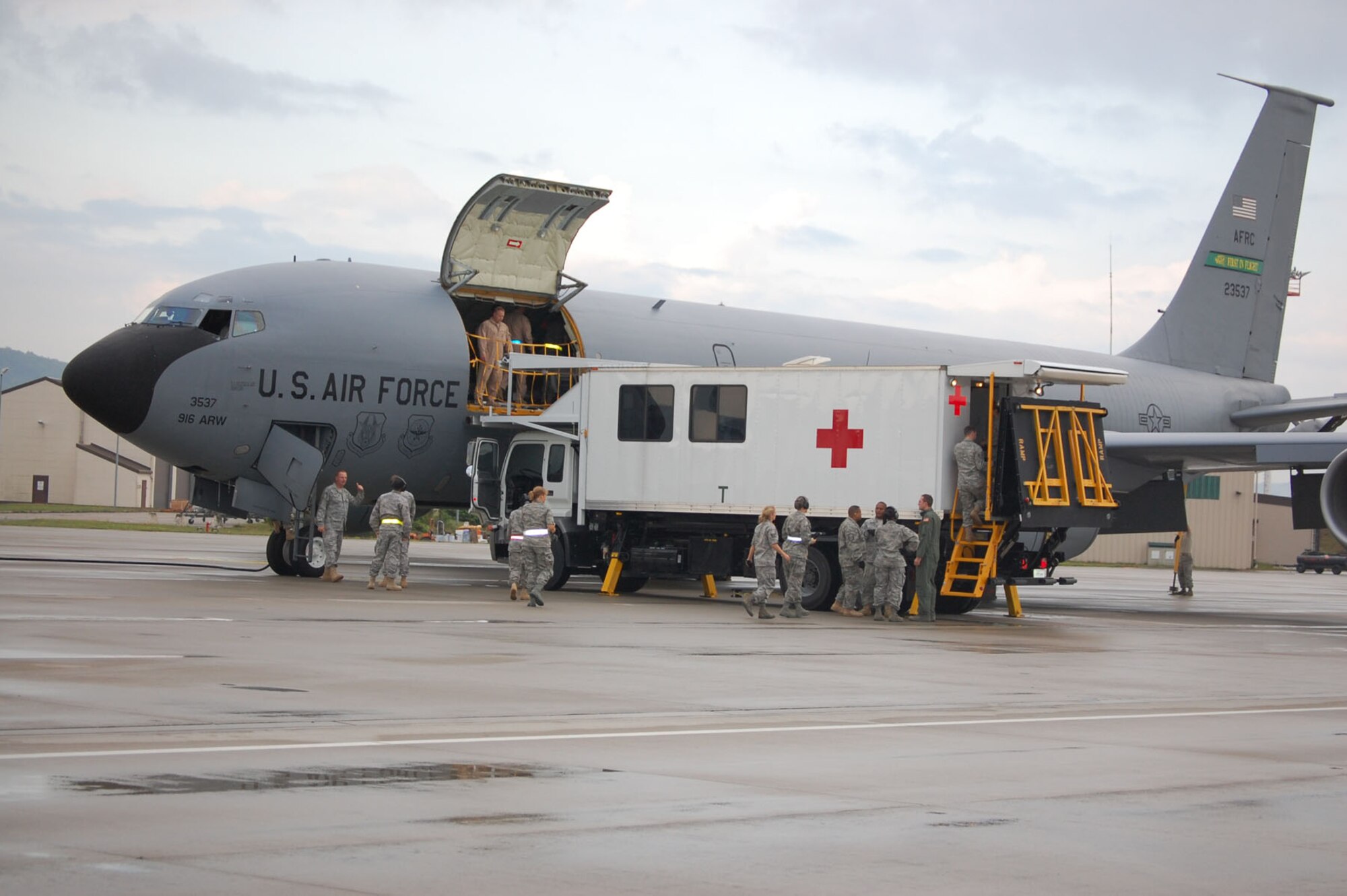 SEYMOUR JOHNSON AIR FORCE BASE, N.C. -- Ten reservists from the 916th Air Refueling Wing, Air Force Reserve spent their July 4th holiday saving lives as part of several aeromedical evacuation missions from Bagram, Afghanistan to Ramstein, Germany. Their stories were told by embedded reporter, Ken Fine, as part of a Goldsboro News Argus series.