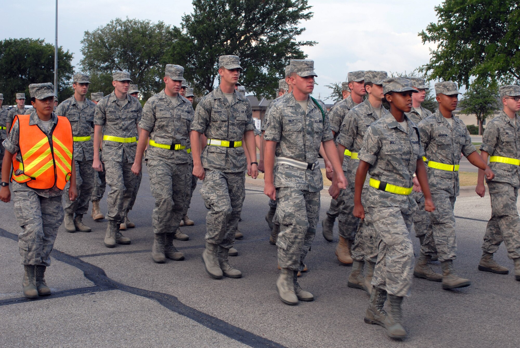 Students from the 316th Training Squadron march to school. (U.S. Air Force photo by Staff Sgt. Laura R. McFarlane)