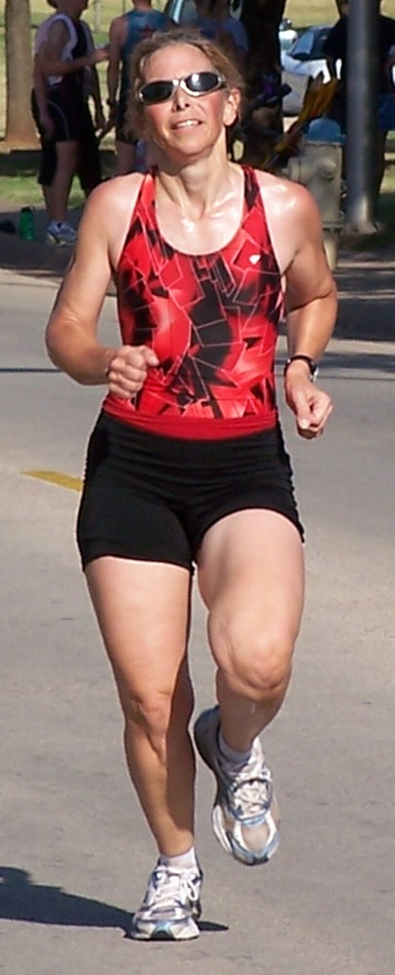 Kate Teichman begins her 5K run portion of the Fifth Annual Mini Triathlon at Sheppard July 11. Teichman was deemed champion in the 40 years and Over Female category for her fourth consecutive year. (U.S. Air Force photo/courtesy of 82nd Services Division)
