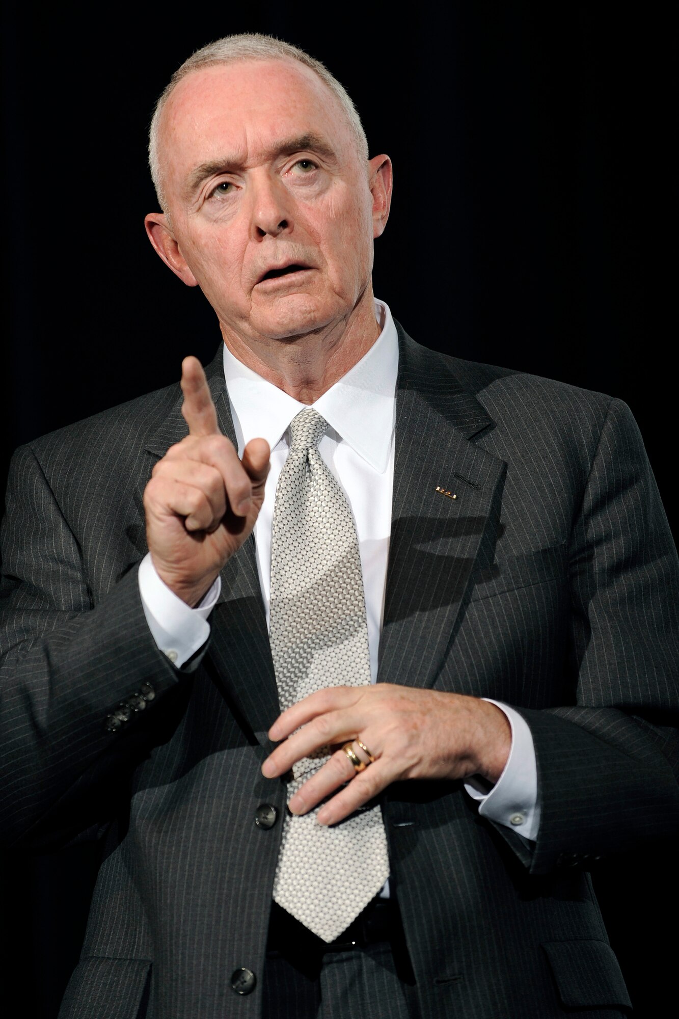 Retired Army Gen. Barry McCaffrey speaks at the U.S. Air Force Academy in Colorado Springs, Colo., during a visit to the Academy May 7, 2009. General McCaffrey is an adjunct professor with the U.S. Military Academy and an analyst with NBC and MSNBC. (U.S. Air Force photo/Dave Ahlschwede)
