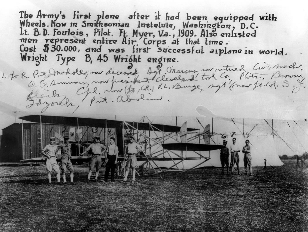 The Army's first plane with Signal Corps tricycle landing gear, Fort Sam Houston, 1910