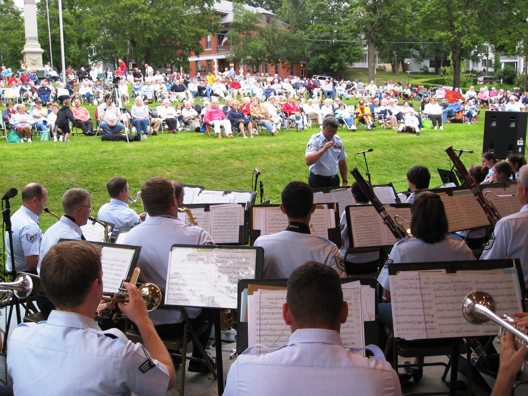 July 11, 2009 - SMSgt Bill Drury conducts the Air National Guard Band of the Northeast in Gardner, MA.  This concert finished off a 10 city performance tour.