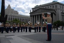 Marines from the Quantico, Va., Marine Corps Band played in Foley Square, New York City, July 13.  These Marines are part of one of the oldest ensembles in the Marine Corps. (Official Marine Corps photo by Sgt. Randall A. Clinton)