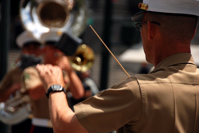 Marines from the Quantico, Va., Marine Corps Band played in Foley Square, New York City, July 13.  These Marines are part of one of the oldest ensembles in the Marine Corps. (Official Marine Corps photo by Sgt. Randall A. Clinton)