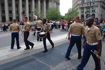 Marines from the Quantico, Va., Marine Corps Band played in Foley Square, New York City, July 13.  These Marines are part of one of the oldest ensembles in the Marine Corps. (Official Marine Corps photo by Sgt. Randall A. Clinton)