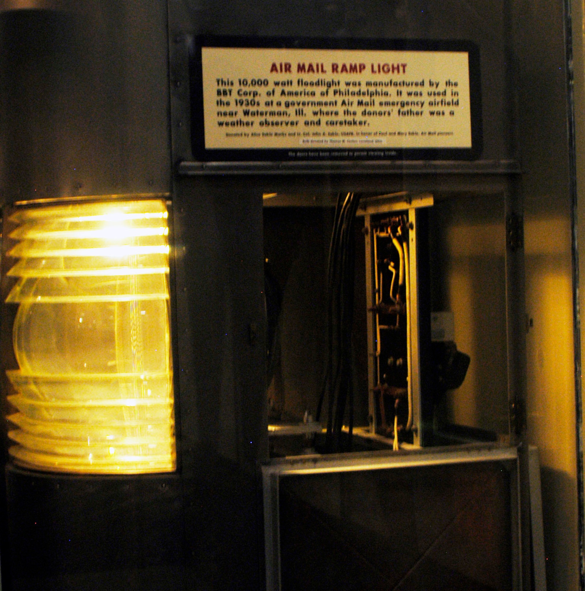 DAYTON, Ohio -- Air Mail Ramp Light exhibit in the Early Years Gallery at the National Museum of the United States Air Force. (U.S. Air Force photo)