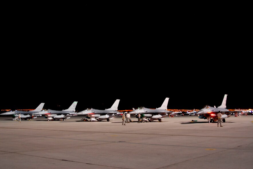 U.S. Air Force Airmen with the 180th Fighter Wing, Ohio Air National Guard are deployed to Nellis Air Force Base, Nev., July 12, 2009, to participate in a Red Flag exercise. Red Flag exercises are designed to provide the most realistic training environments for United States and allied air forces. (U.S. Air Force photo by Tech. Sgt. Beth Holliker/Released)