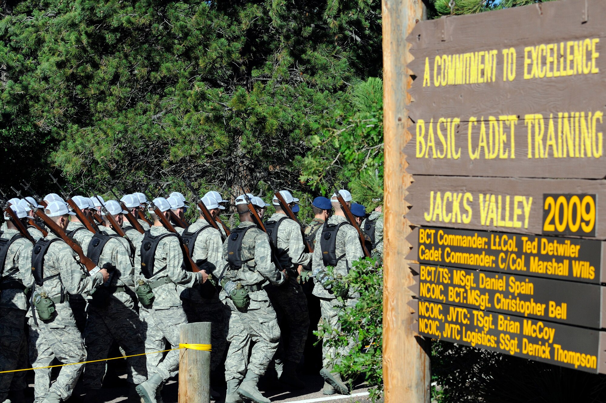 More than 1,300 U.S. Air Force Academy basic cadets enter the Jacks Valley training area near Colorado Springs, Colo., July 13 to begin the field training portion of basic training. (U.S. Air Force photo/Dave Ahlschwede)