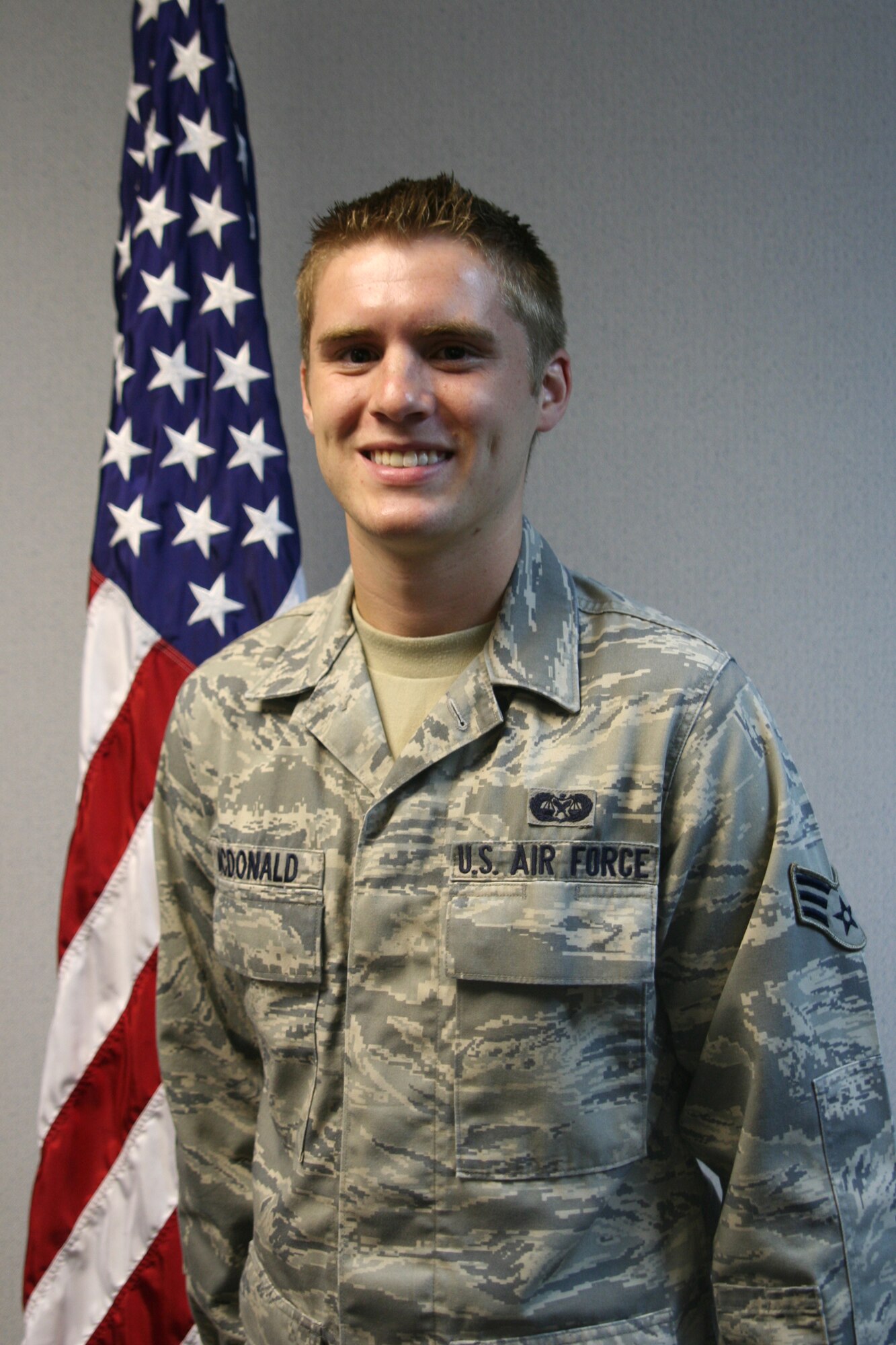 WRIGHT-PATTERSON AIR FORCE BASE, Ohio - Senior Airman Matthew McDonald
is the 445th Airlift Wing Airman of the Quarter and is assigned to the 445th Airlift Wing Judge Advocate office.  Airman McDonald was the first Air Force Reserve pipeline student to attend the Paralegal Apprentice Course, where he was a distinguished graduate.  At only 20-years-old, Airman McDonald received his Bachelor’s Degree in Political Science from Ohio State University.  He recently took the Air Force Officer Qualifying Test with the intent of obtaining a commission as an Air Force officer. (Air Force photo/Capt. Caroline Wellman)
