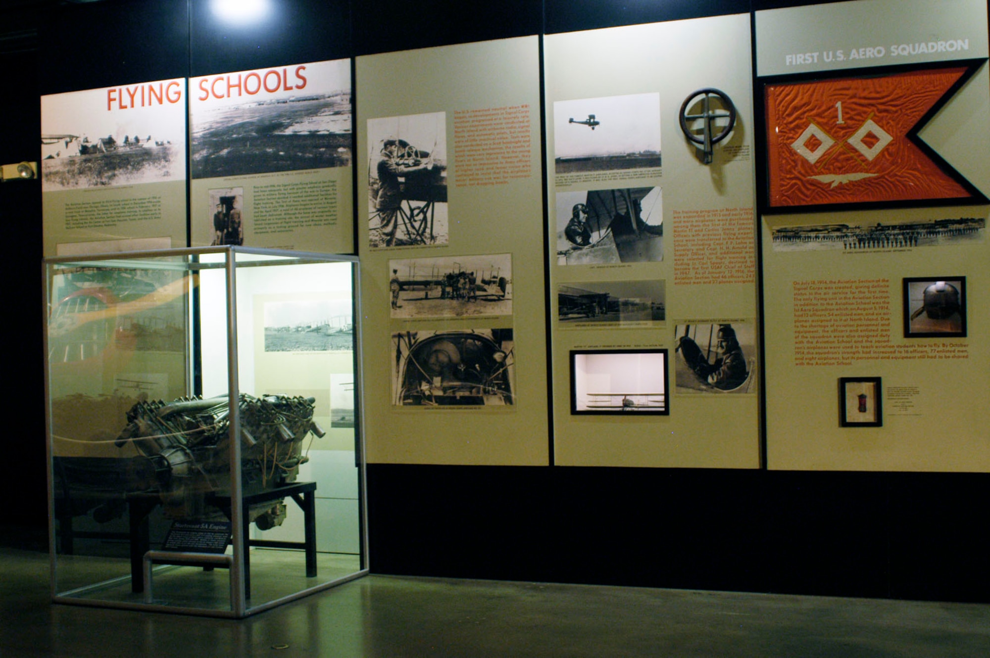 DAYTON, Ohio -- Flying Schools exhibit in the Early Years Gallery at the National Museum of the United States Air Force. (U.S. Air Force photo)