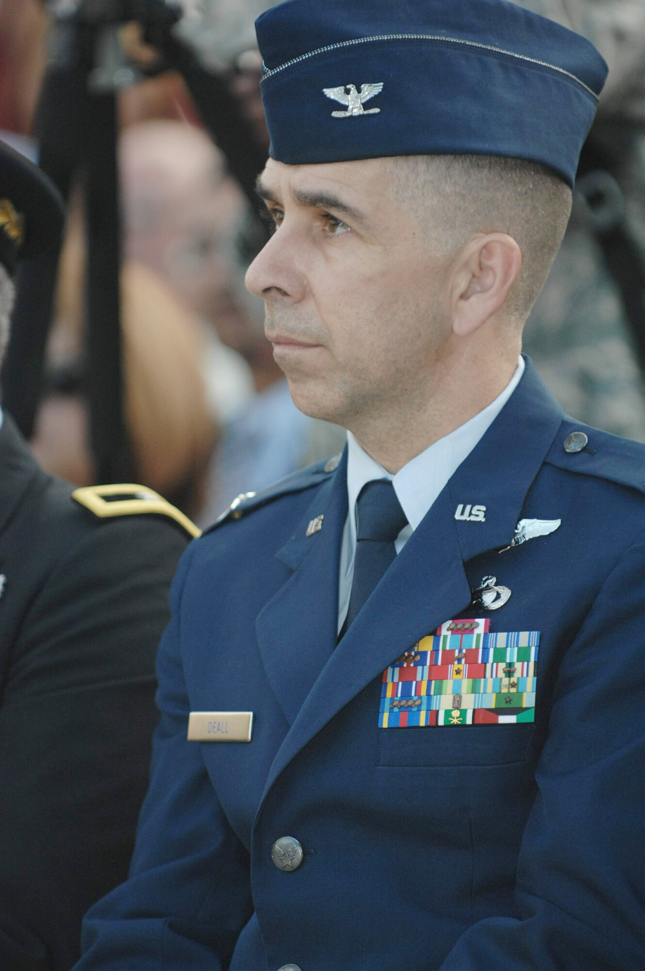 Col. Tom Deall attends the El Capitolio 's El Monumento de la Recordacion (Memorial Monument), the location of the 2009 League of United Latin American Citizens convention and exposition July 14 at San Juan, Puerto Rico. LULAC is the nation's oldest and largest Hispanic organization advocating for Latinos in the United States for 80 years. Colonel Deall is assigned to the Air Force Reserve Command. (U.S. Air Force photo/Tech. Sgt. Francisco V. Govea II) 
