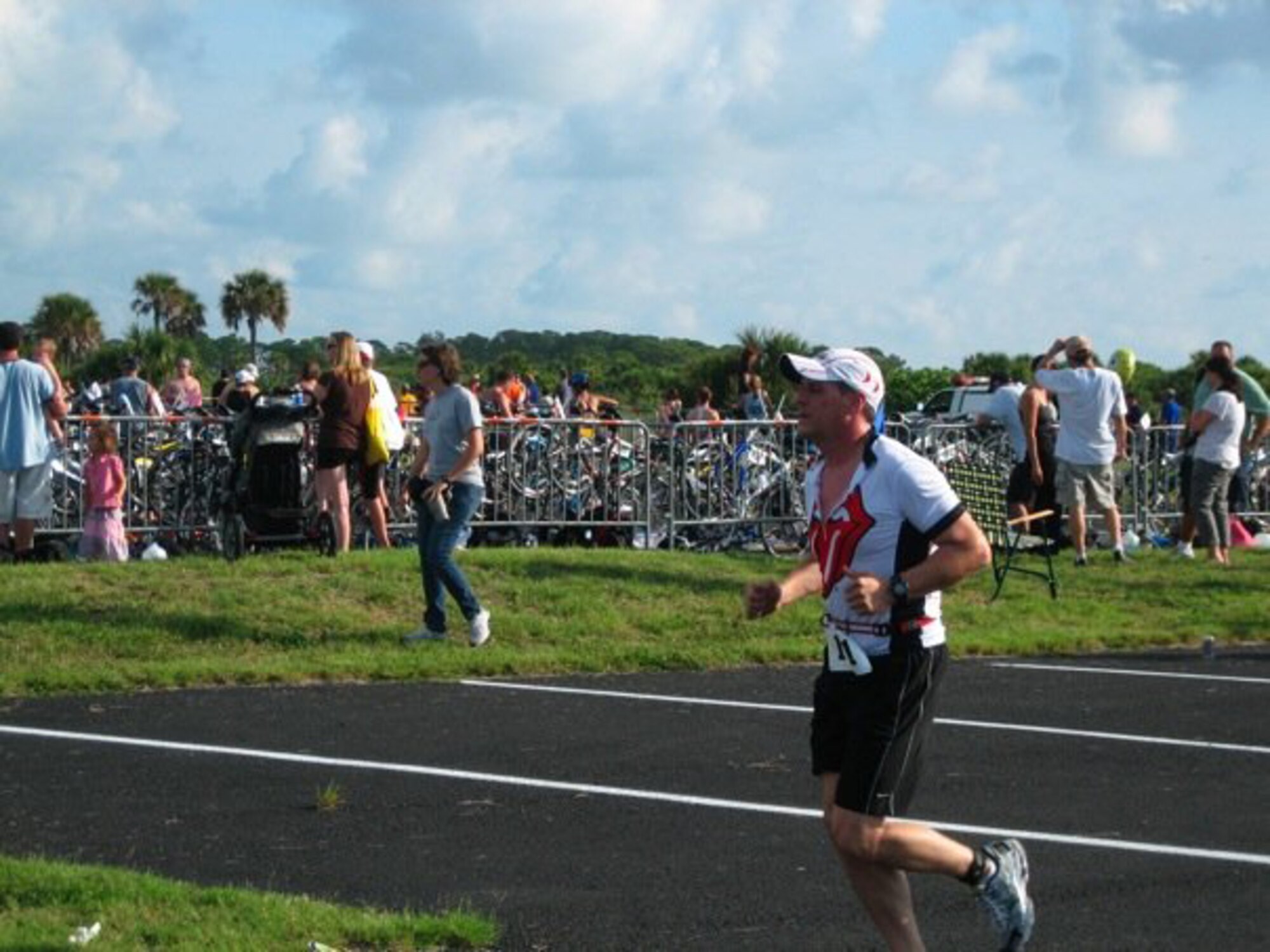 Maj Benjamin Ward of the 63rd Air Refueling Squadron at Macdill Air Force Base competes in the Annual Dunedin Triathalon at Honeymoon Island.  