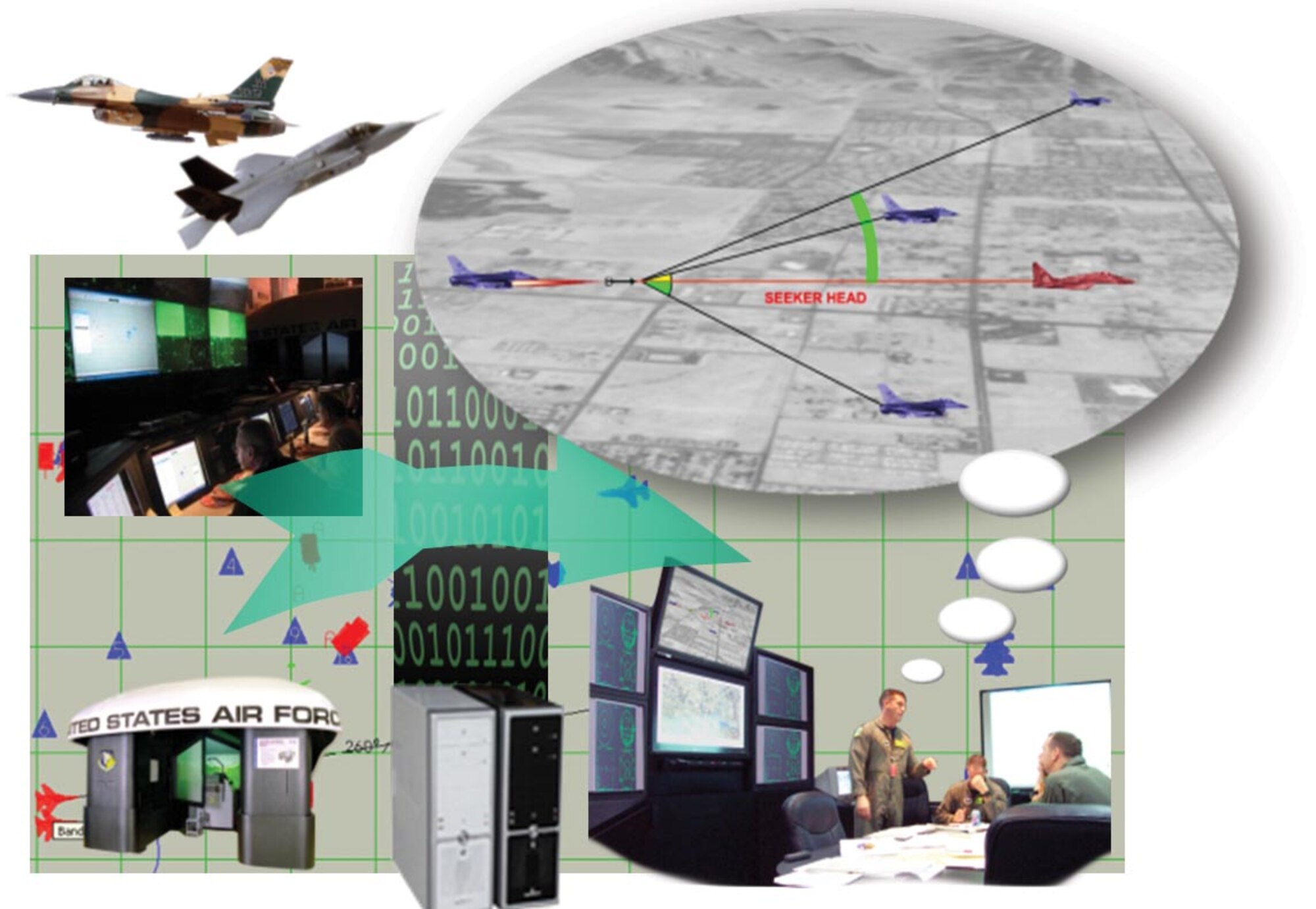 Performance Evaluation Tracking System live-virtual-constructive technology integration.  USAF Image. 
