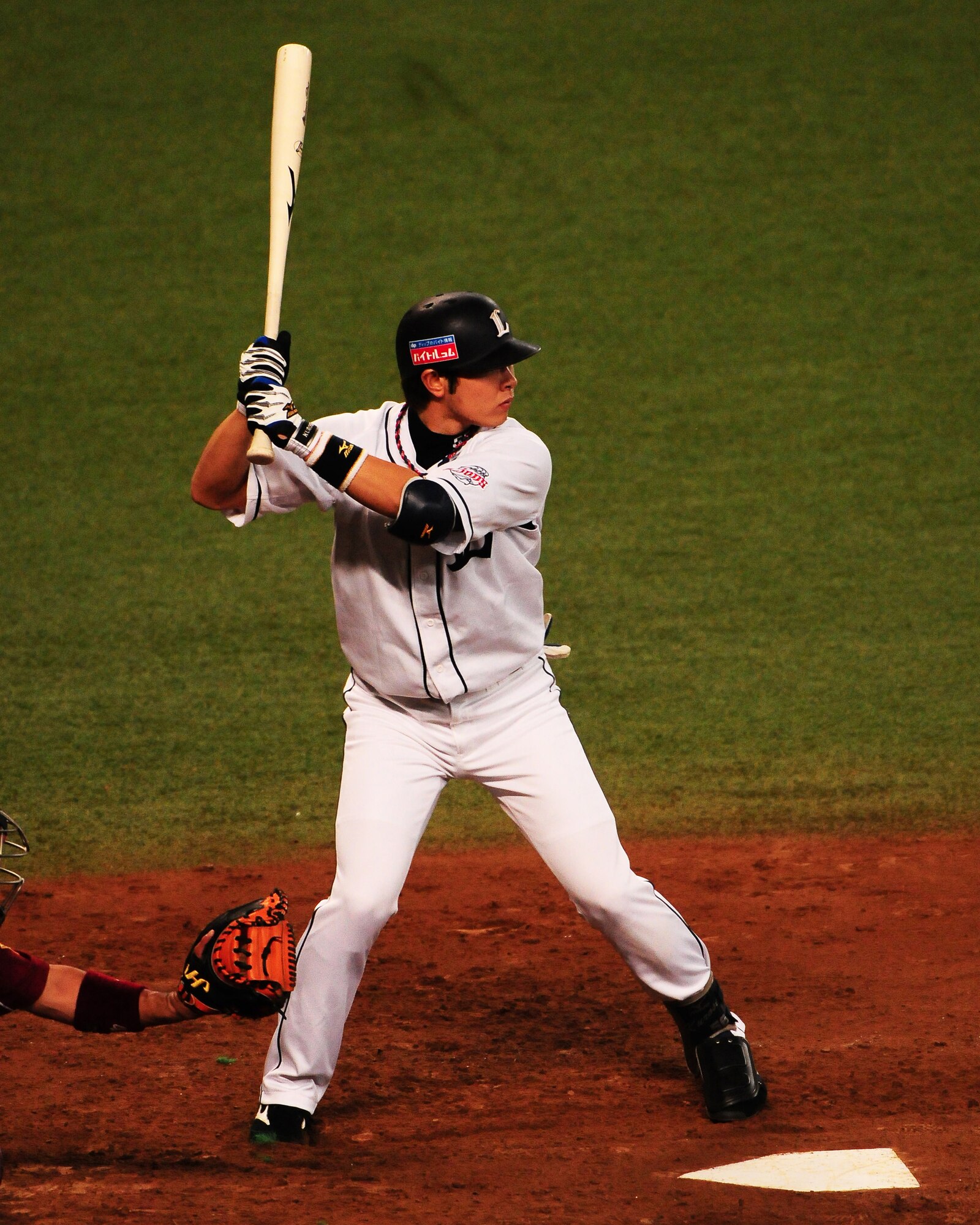 TOKOROZAWA, Japan -- Haruki Kurose, Saitama Seibu Lions infielder, stands in against the Tohoku Rakuten Golden Eagles July 14 in Japanese Baseball League action at the Seibu Dome. The Musashimurayama Yokota Friendship Club treated members of the 374th Operations Group to the game. The club hosts several events throughout the year to strengthen the relationship between the two communities (U.S. Air Force photo/Airman 1st Class Sean Martin) 