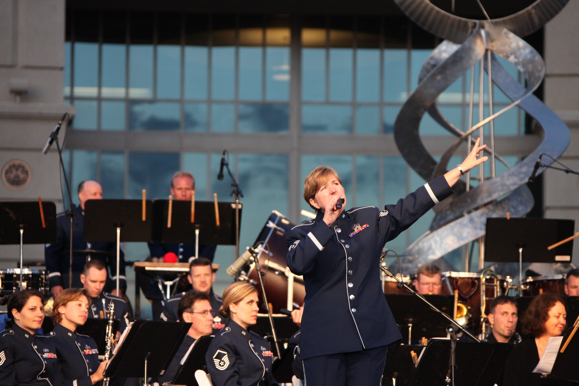 TSgt Nancy Poffenbarger sings “God Bless America” in Aurora CO