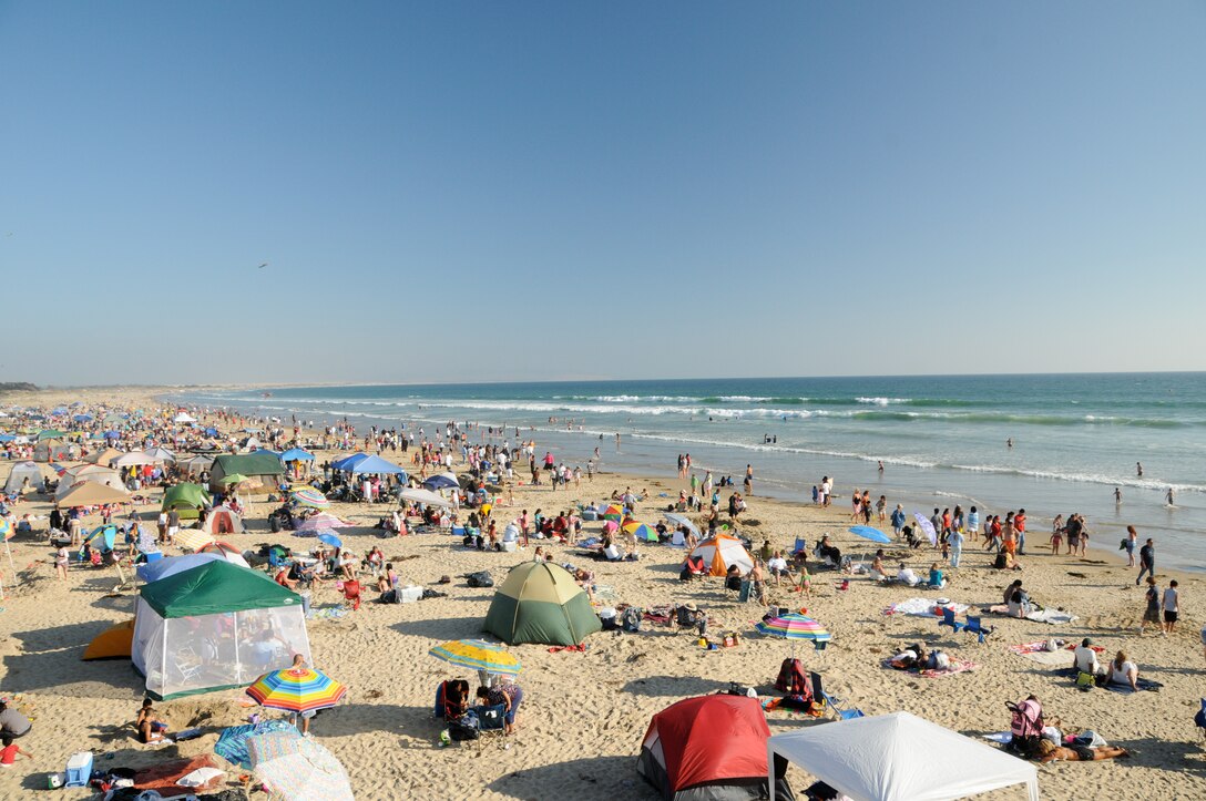 Pismo Beach audience members staked out their places early for an evening of music and fireworks.