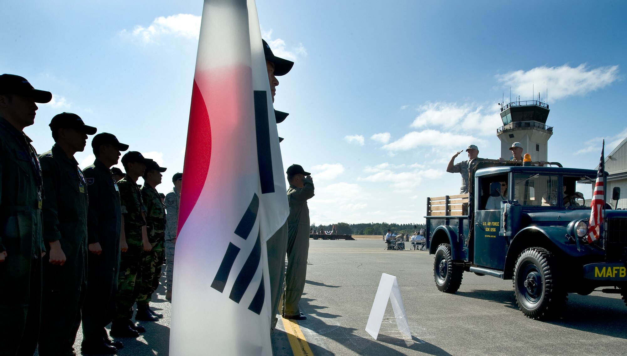 Gen. Arthur J. Lichte salutes the South Korean team participating in the Air Mobility Rodeo 2009 while conducting a pass and review during opening ceremony July 19 at McChord Air Force Base, Wash. General Lichte is the commander of the Air Mobility Command from Scott AFB, Ill. (U.S. Air Force photo/Staff Sgt. Bennie J. Davis III)