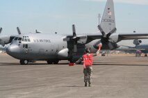 A C-130 Hercules from the 139th Airlift Wing of the Missouri Air National Guard at St. Joseph taxis on the ramp at McChord Air Force Base, Wash., after completing a competition mission for Air Mobility RODEO 2009. More than 100 teams are participating in RODEO competition, including teams from seven foreign countries. RODEO is the U.S. Air Force's and AMC's premier air mobility competition. It's an international combat skills and flying operations competition designed to develop and improve techniques, procedures and interoperability with international partners to optimize mobility partnerships and enhance mobility operations. (U.S. Air Force Photo/Tech. Sgt. Scott T. Sturkol)