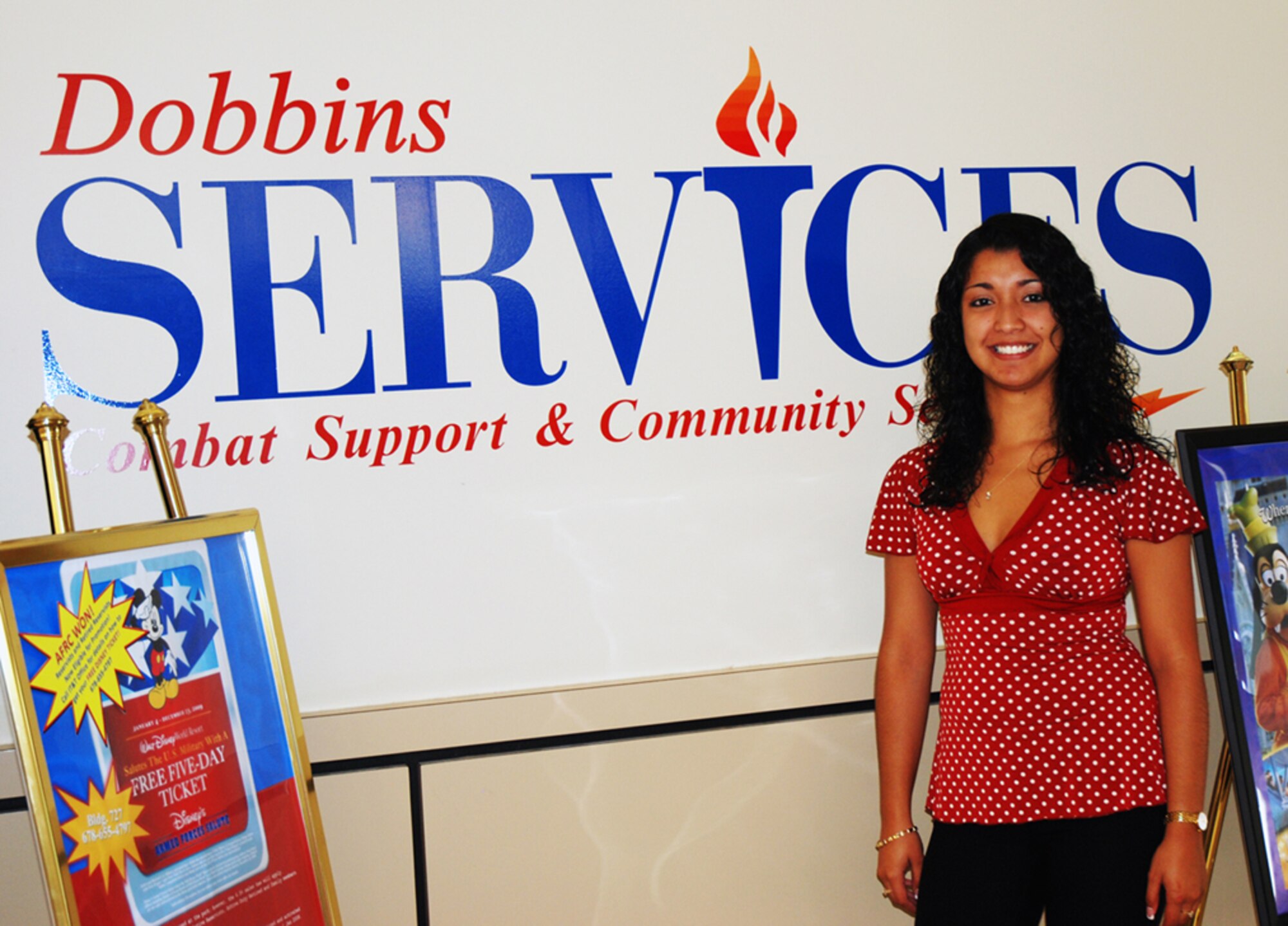 Valeria Valerio is the 94th Mission Support Group Services administrative assistant. She provides marketing, IT assistance, and overall support for the department chief. (U.S. Air Force photo/Kennith Green)