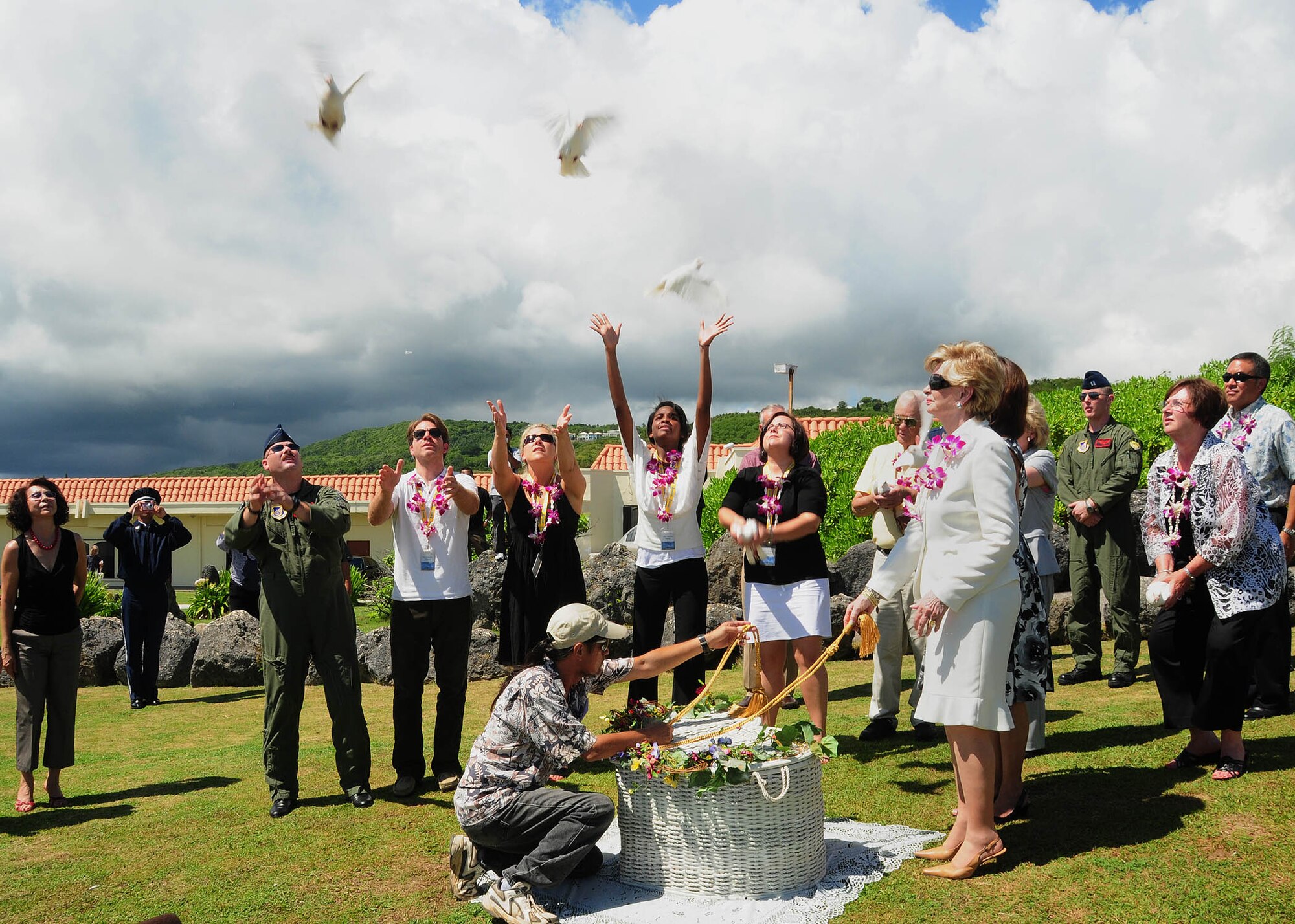 ANDERSEN AIR FORCE BASE, Guam - Family members and distinguished guest release doves during the Raider 21 Memorial Unveiling Ceremony at the Governor's Complex at Adelup Point in Hagatna, Guam, July 20. (U.S. Air Force photo by Senior Airman Nichelle Anderson)
