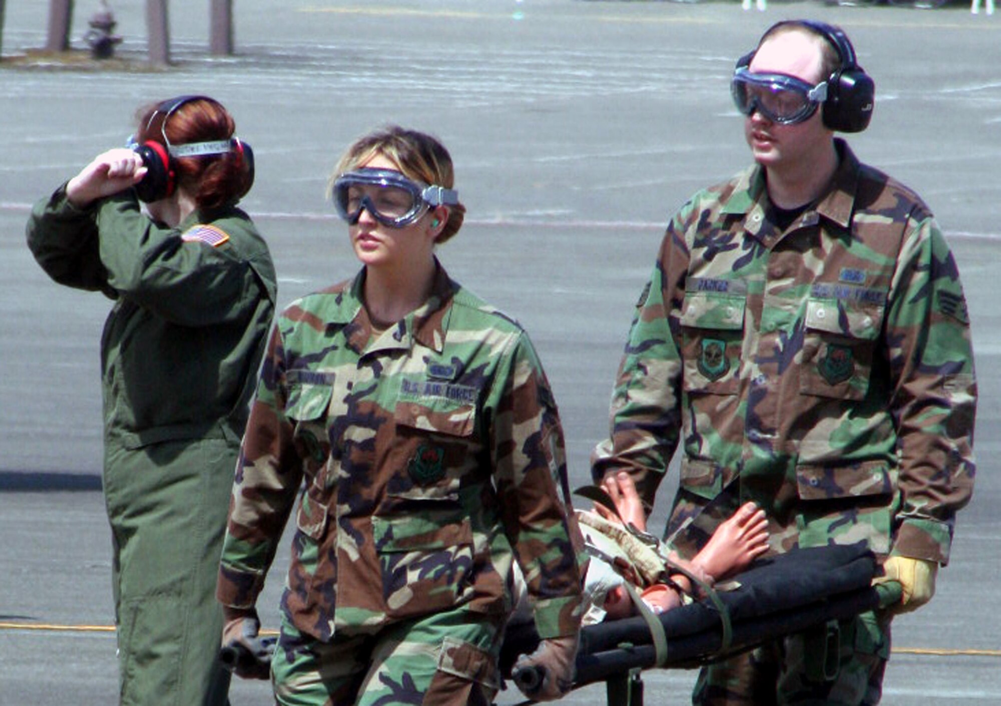 Teams compete in the aeromedical evacuation events for Air Mobility RODEO 2009 at McChord Air Force Base, Wash., July 20, 2009. More than 100 teams are participating in RODEO competition, including teams from seven foreign countries. RODEO is the U.S. Air Force's and AMC's premier air mobility competition. It's an international combat skills and flying operations competition designed to develop and improve techniques, procedures and interoperability with international partners to optimize mobility partnerships and enhance mobility operations. (U.S. Air Force Photo/Tech. Sgt. Scott T. Sturkol)