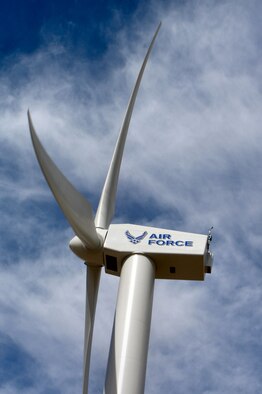 Two of the three wind turbines in operation at FE Warren AFB, Wyo. were paid for with Energy Conservation Investment Program dollars, which is centrally managed and executed by Air Force Civil Engineer Support Agency at Tyndall AFB, Fla. (U.S. Air Force courtesy photo)