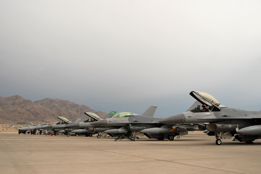 Members of the 180th Fighter Wing, Ohio Air National Guard, are currently deployed to Nellis AFB to participate in a Red Flag exercise. Red Flag exercises are intended to provide the most realistic training environments for the United States and allied air forces. ANG photo by Tech. Sgt. Beth Holliker (Released).