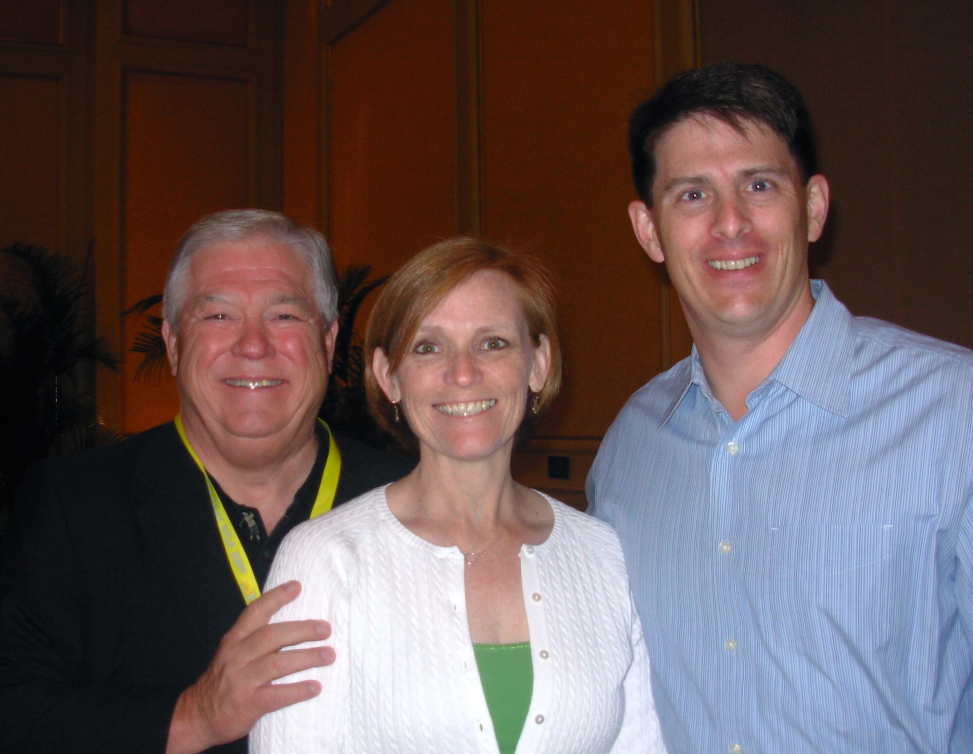 Mississippi Gov. Haley Barbour, left, greets Brig. Gen. Ian Dickinson, 81st Training Wing commander, and his wife, JJ, at the conference’s Sunday brunch.  (U.S. Air Force photo by YoLanda Wallace)