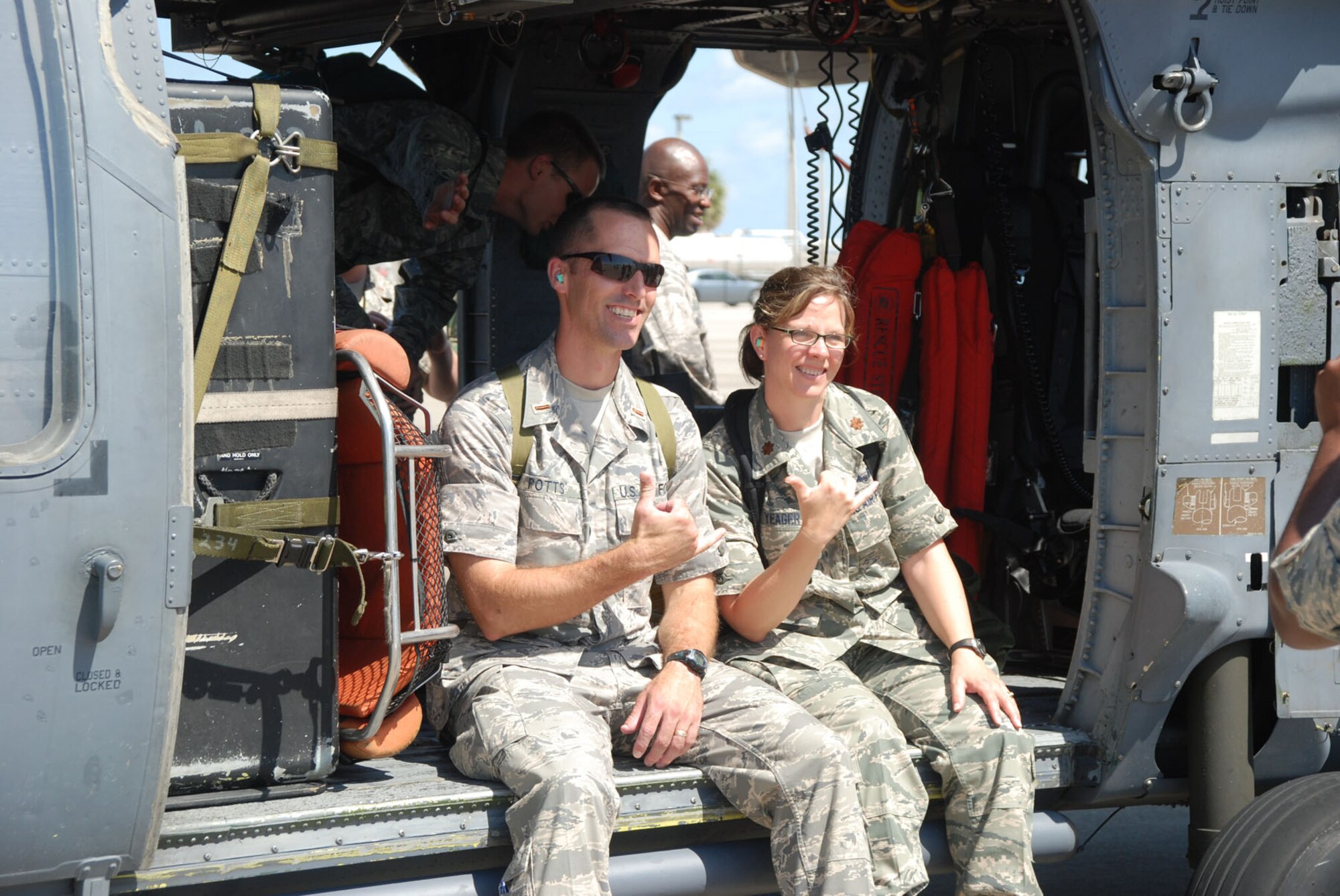 SEYMOUR JOHNSON AIR FORCE BASE, N.C. --  Maj. Carol Yeager (right), 916th Air Refueling Wing chaplain, serves as an escort for 30 chaplain candidates touring bases across the United States in late July and early August.