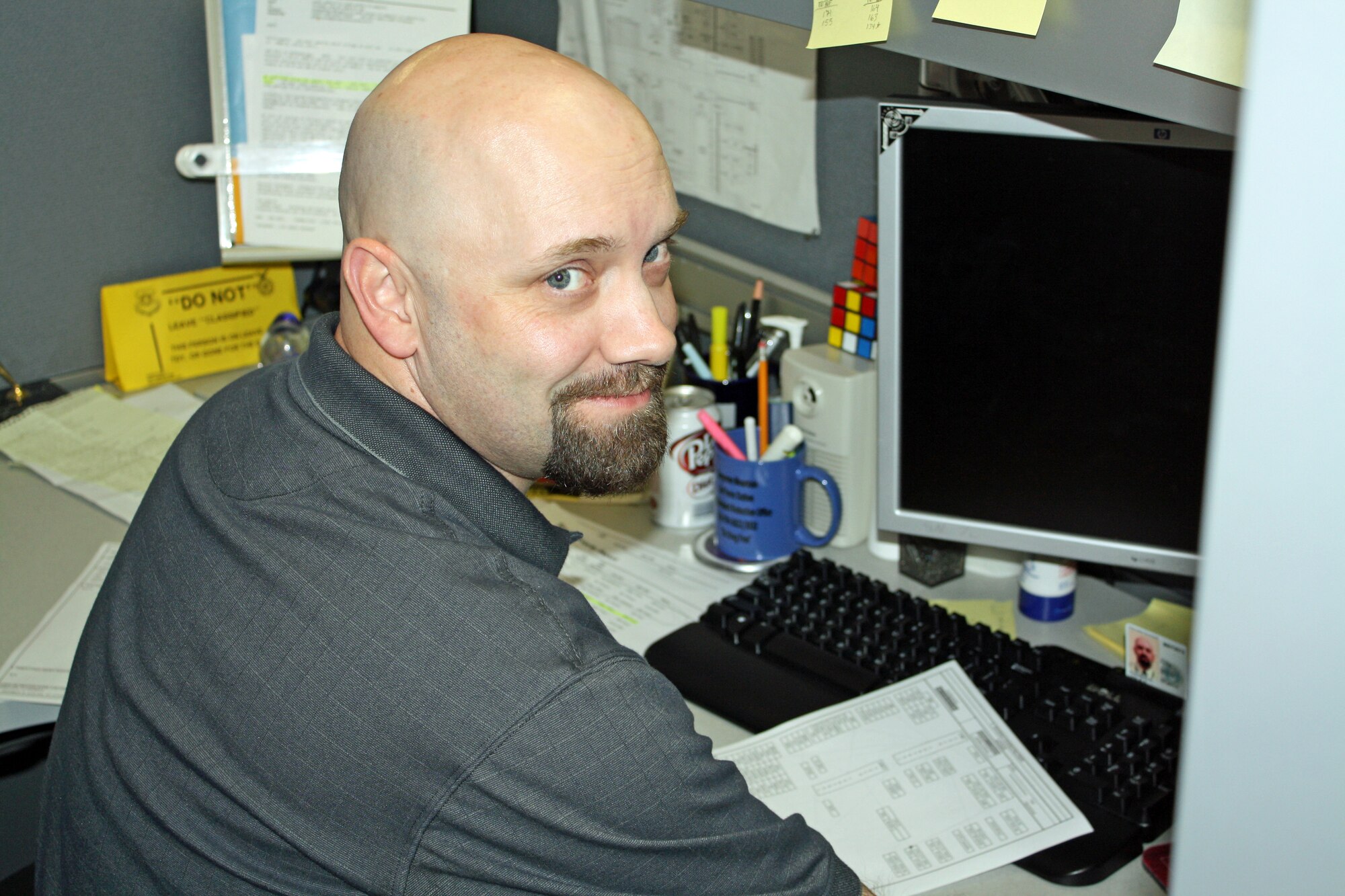 Scott Odenwald, 721st Mission Support Group, was selected for this week's First Knight award. This award is designed to recognize outstanding Airmen and civilians each week for the work they do every day. (Air Force photo)