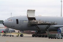 Airmen load cargo into a KC-10 Extender from McGuire Air Force Base, N.J., during operations for Air Mobility RODEO 2009 July 23 at McChord AFB, Wash.  (U.S. Air Force Photo/Tech. Sgt. Scott T. Sturkol)