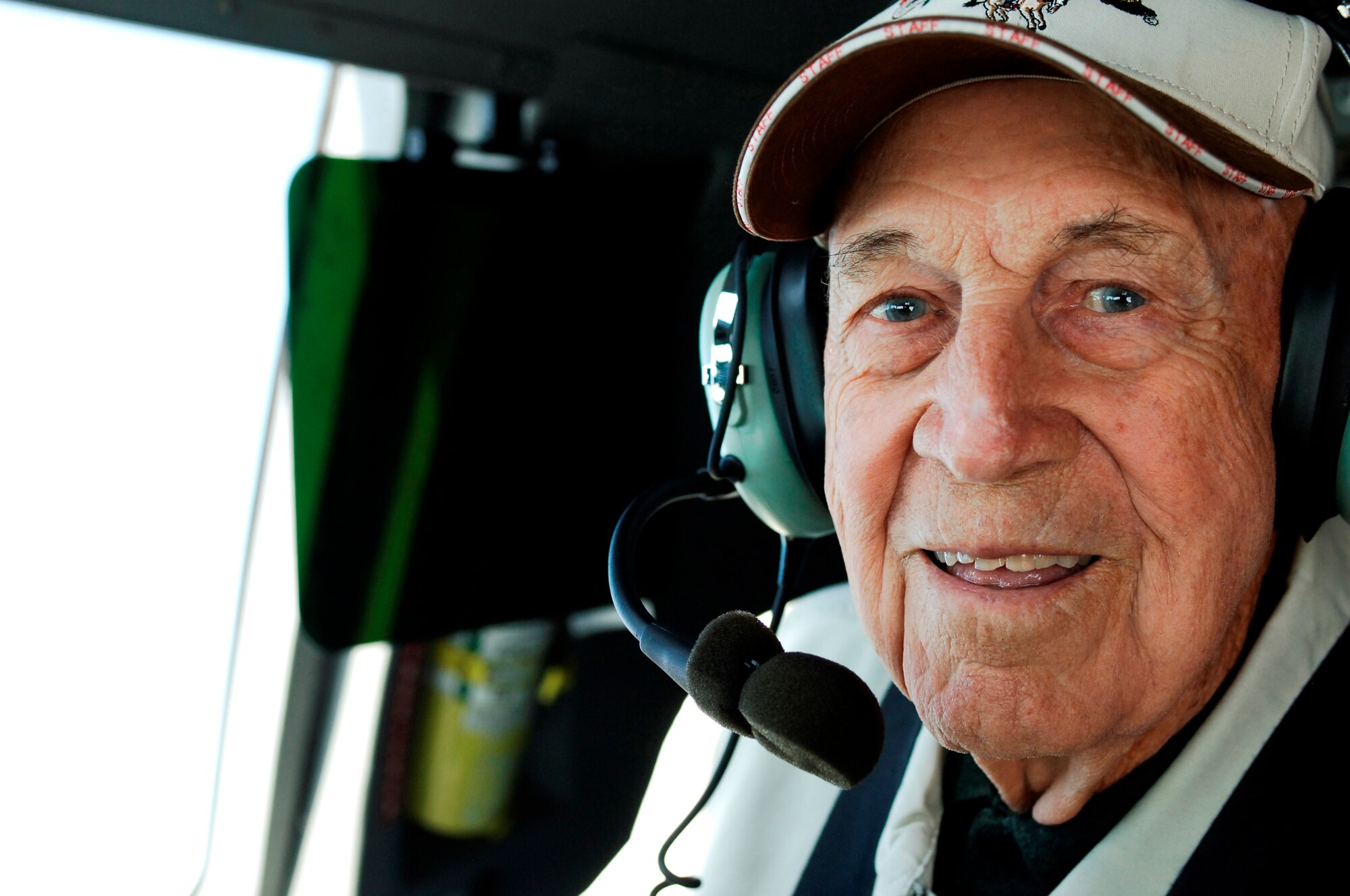 Retired Lt. Col. Richard Cole, pictured here, was copilot to Col. Jimmy Doolittle during the famed Doolittle Raiders mission into Japan after the attacks on Pearl Harbor brought the U.S. into World War II. Colonel Cole was invited on an orientation flight on a C-17 Globemaster III flown by a crew from Dover Air Force Base, Del., during the Air Mobility RODEO 2009 competition, July 23. (U.S. Air Force photo/Senior Airman Emerald Ralston)