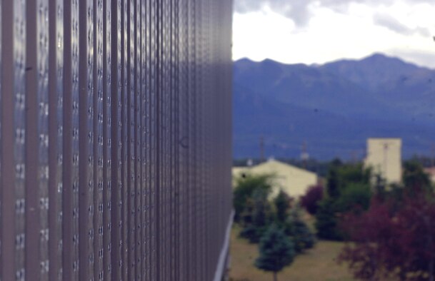 ELMENDORF AIR FORCE BASE, Alaska -- In November 2008, Elmendorf was the location for Alaska and Pacific Air Forces to install solar walls. Two of these walls hang on the outside of the 3rd Logistics Readiness Squadron, so far they have saved Elmendorf $15,000 in energy cost. (U.S. Air Force photo/Airman 1st Class Christopher Gross) 