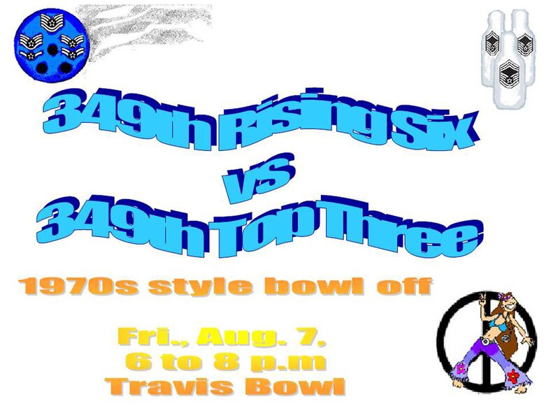 TRAVIS AIR FORCE BASE, Calif. -- 349th Air Mobility Wing Rising Six has thrown down the gauntlet, and the Top Three accepted the challenge to a 1970s style bowl off. (U.S. Air Force graphic/Mr. Michael J. Holloway)